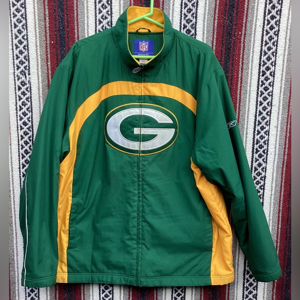 Reebok Green and Gold Green Bay Puffer Jacket